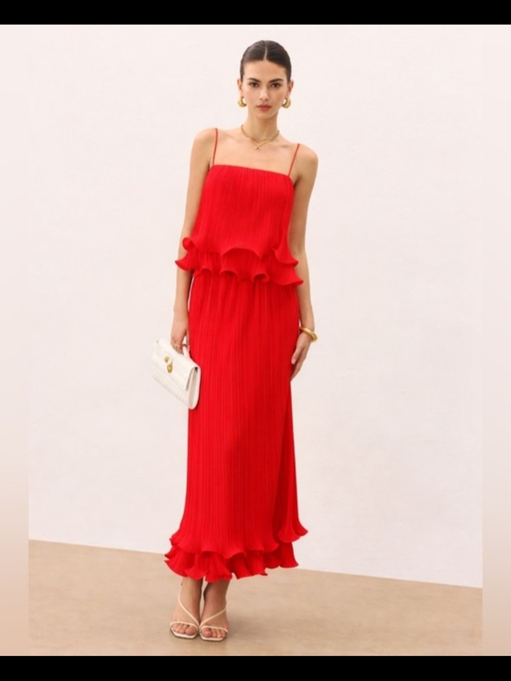 Pleated Layered Ruffle Skirt Set